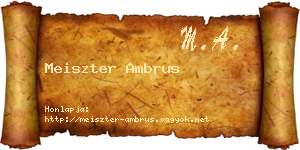 Meiszter Ambrus névjegykártya